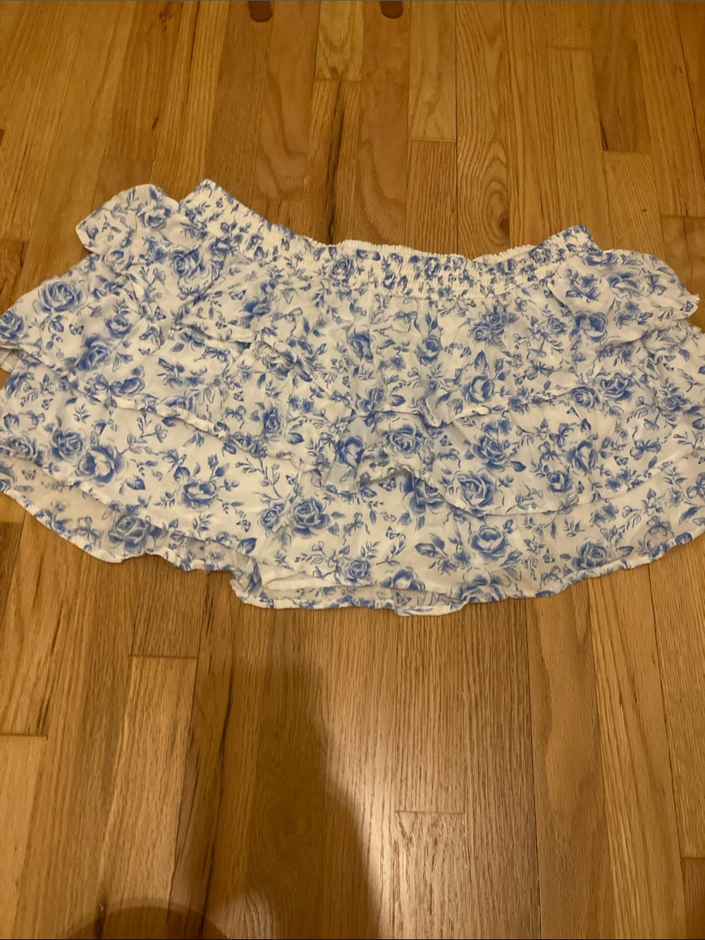 Blue Floral Ruffled Women's Skort
